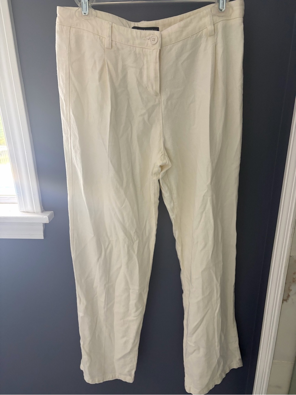 Brandy Melville linen blend ivory Straight-Leg Pants small